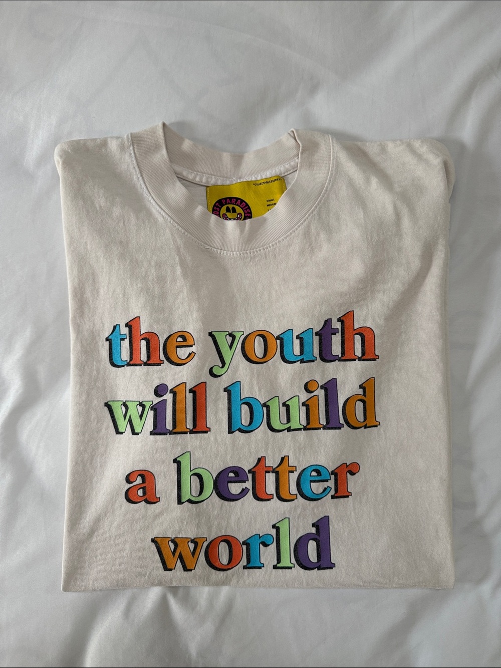 Cream Short Sleeve Graphic Tee - 'The Youth Will Build a Better World'